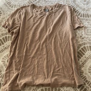 Aerie dusty pink ribbed shirt sleeve tee